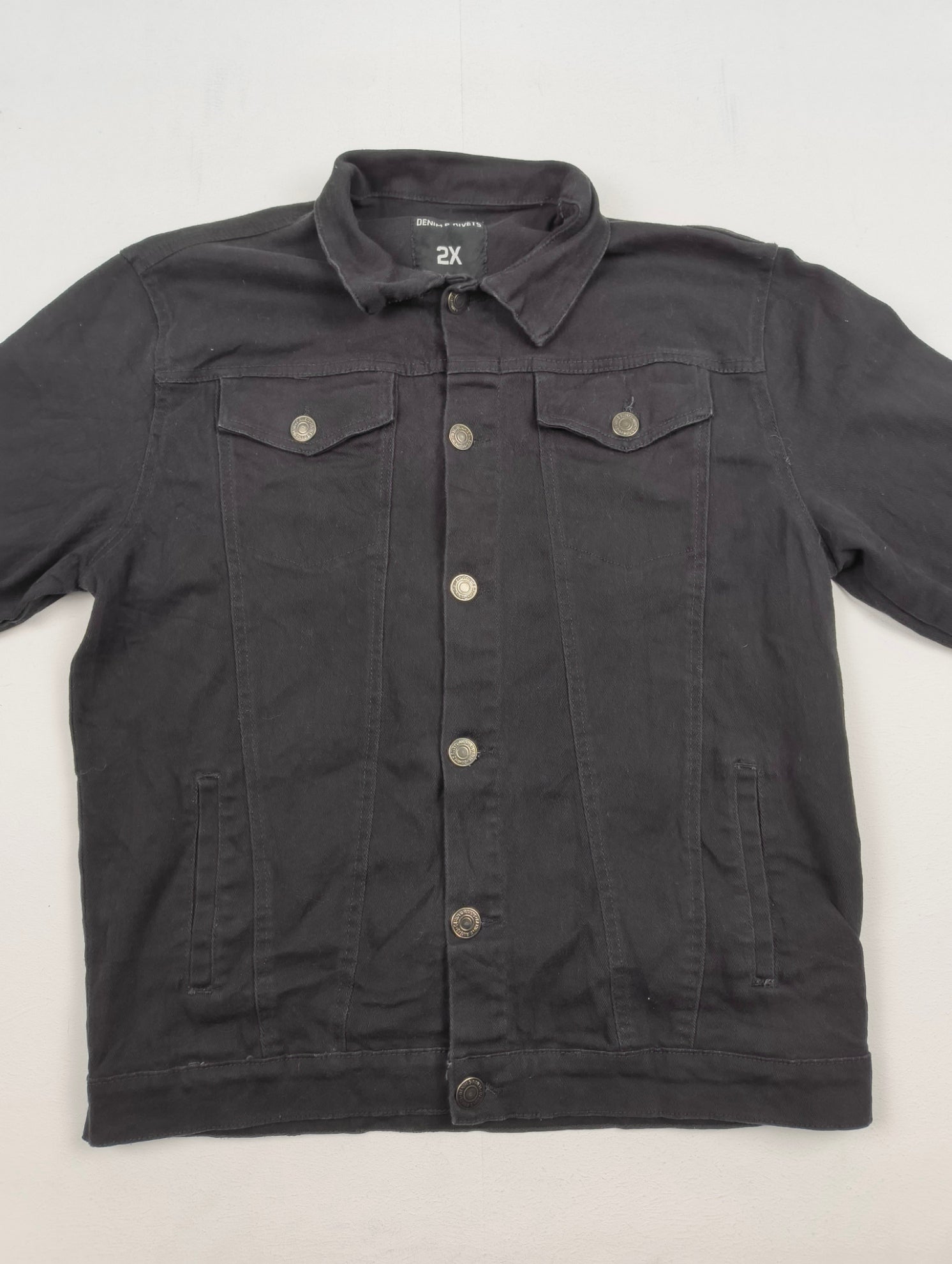 Giacca Trucker Denim Nera Vintage - Denim & Rivets - Taglia M/L - Stile Streetwear