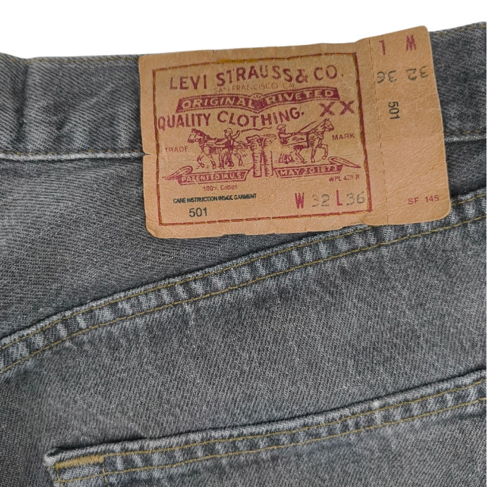 Jeans Levi's 501 Grigio Scuro Lavato – Original Vintage 90's Style W30 L31 ( S Italiana) - Uomo