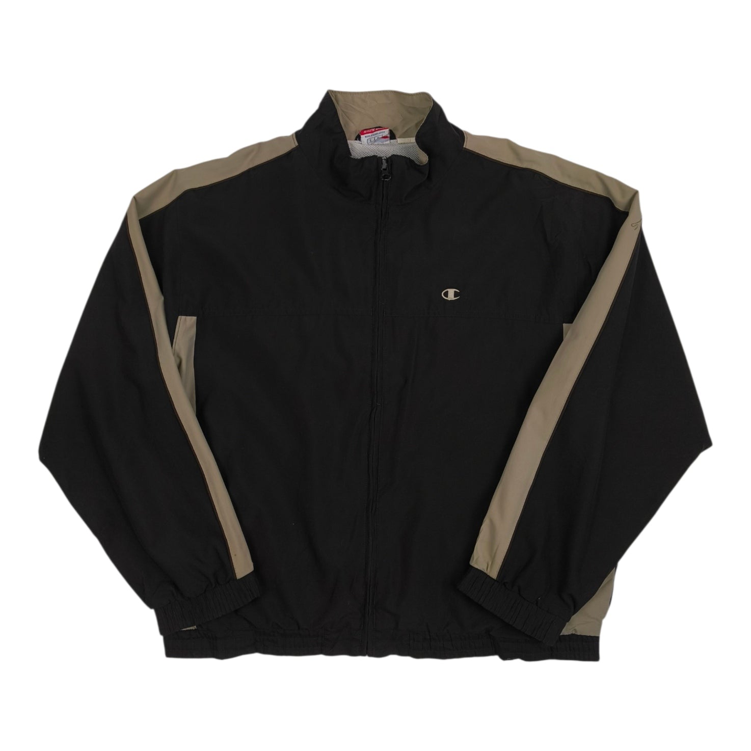 Giacca a Vento Champion Vintage Anni '90 - Nero e Khaki - Taglia L (Veste XL/XXL) Unisex