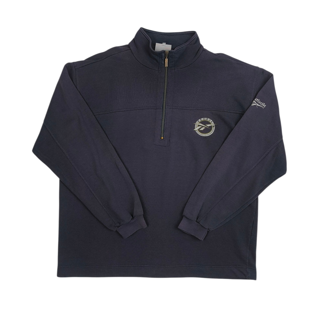 Felpa Vintage Reebok - Mezza Zip -Blu Navy - Anni '90/'00 - Taglia XL Uomo
