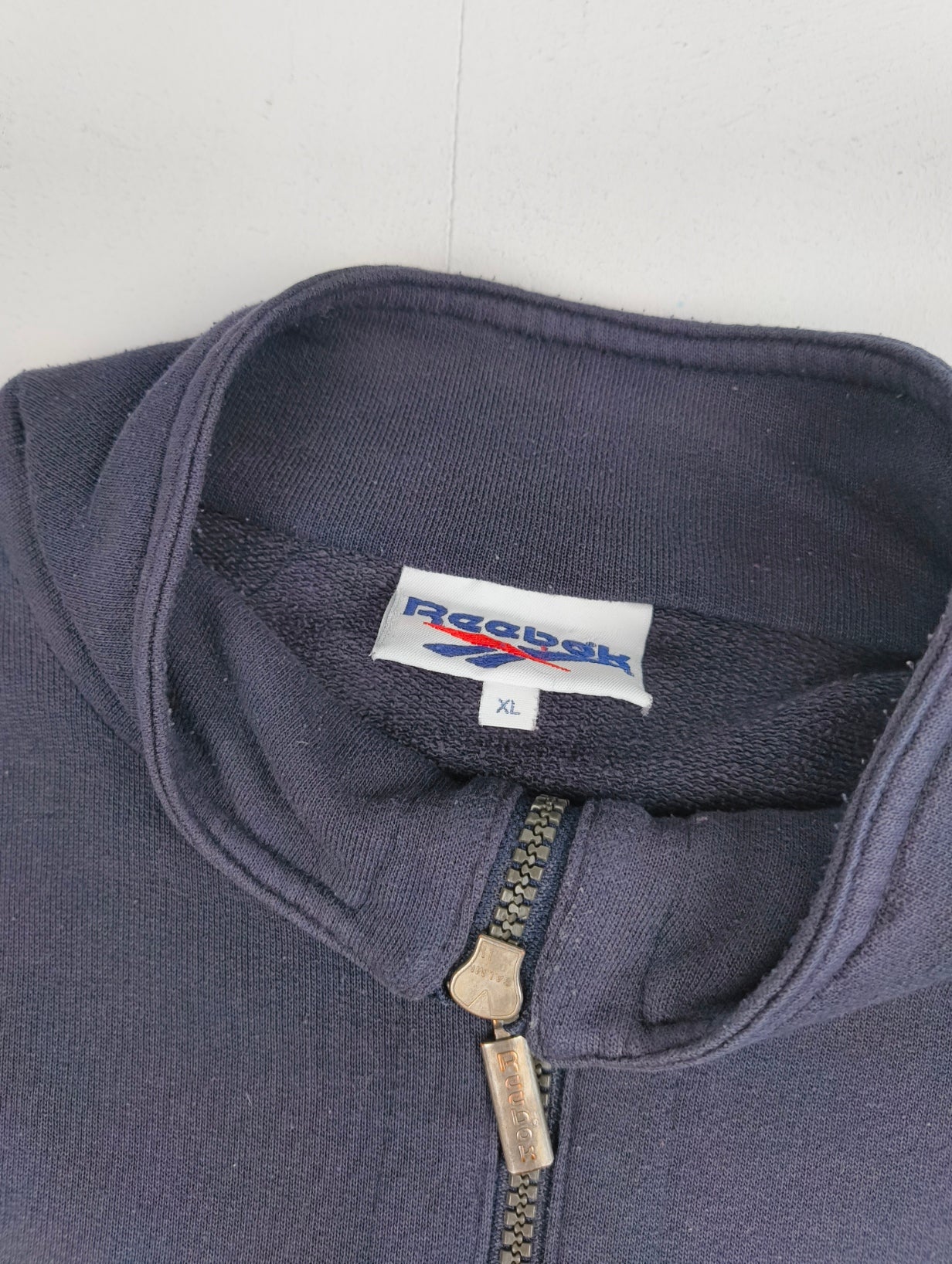 Felpa Vintage Reebok - Mezza Zip -Blu Navy - Anni '90/'00 - Taglia XL Uomo