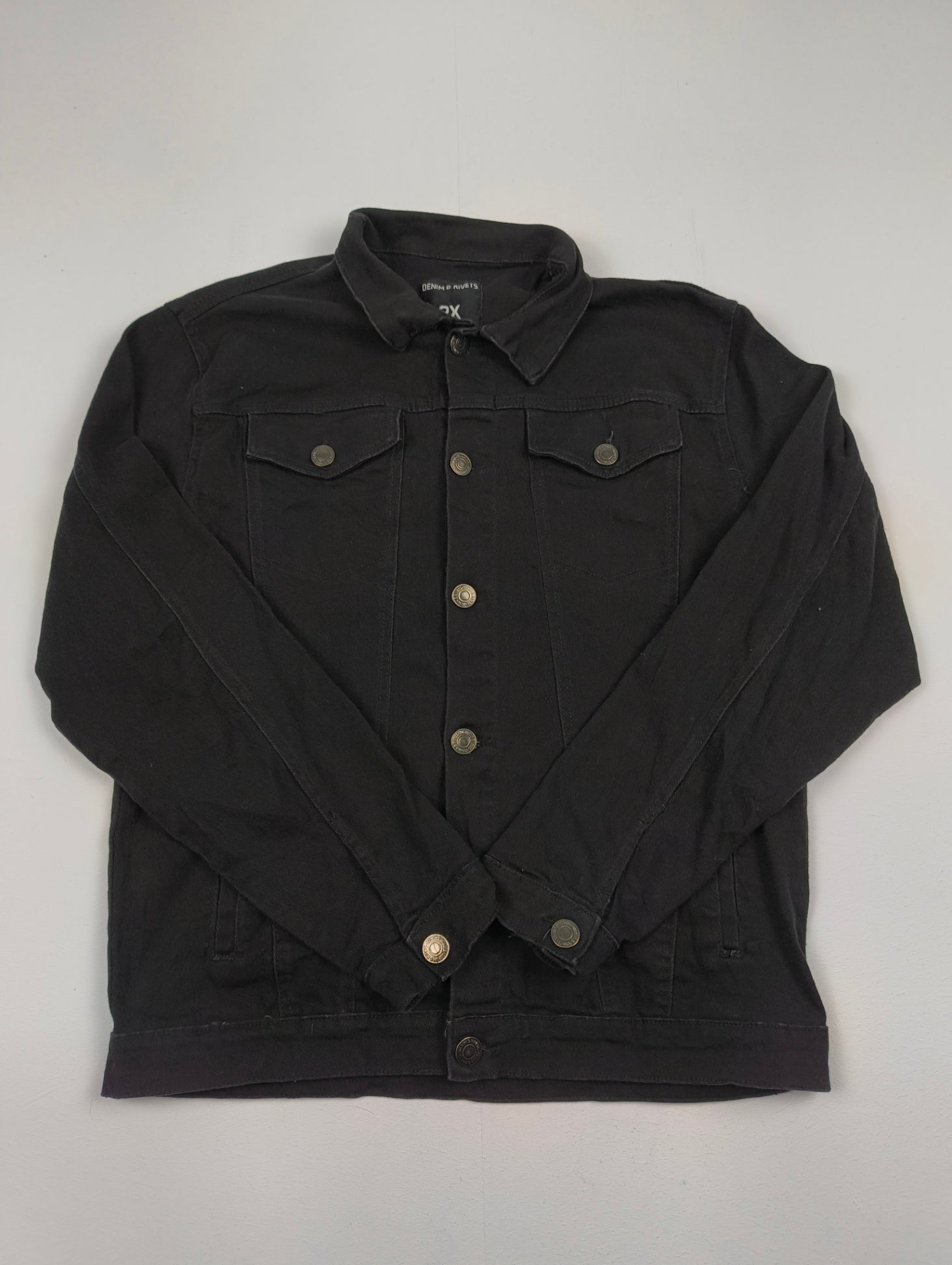 Giacca Trucker Denim Nera Vintage - Denim & Rivets - Taglia M/L - Stile Streetwear