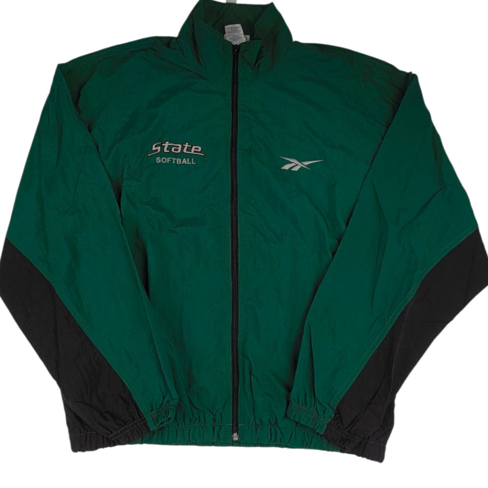  Giacca Vintage Reebok Anni 90 "State Softball" - Verde/Nera - Taglia M/L Boxy