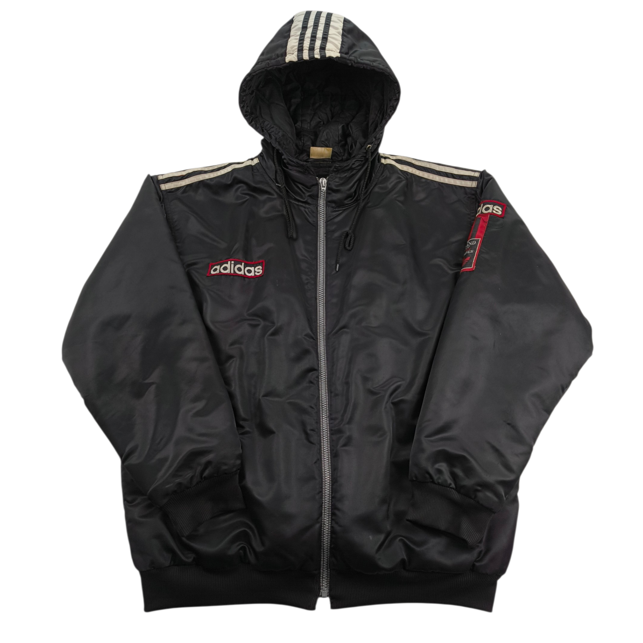 Giacca Adidas Vintage Anni '90 -Bomber Imbottito Nero Satin - Taglia L/XL- Raro