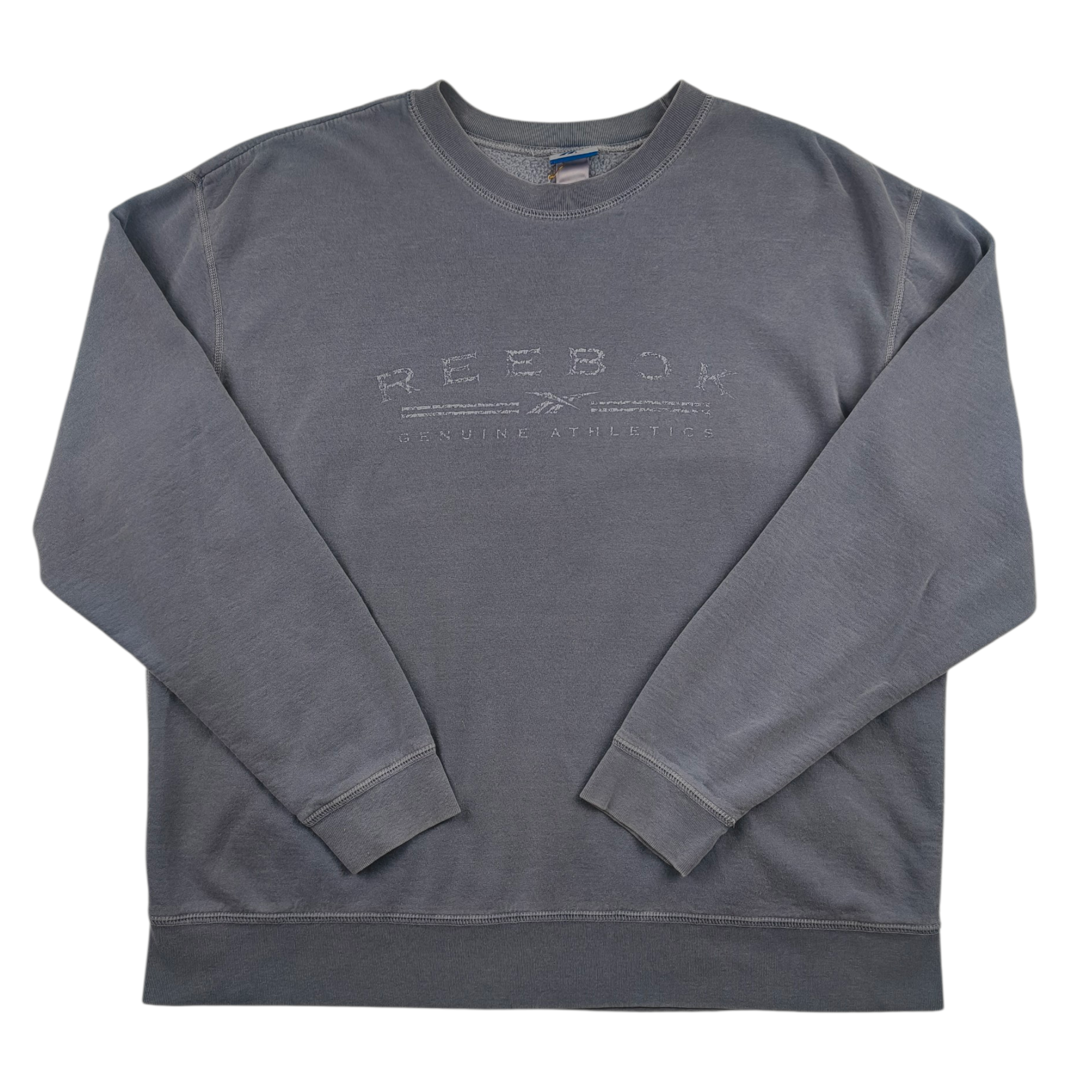 Felpa Reebok Vintage 90's Genuine Athletics - Made in Canada - Grigio Faded - Taglia L (Veste XL)