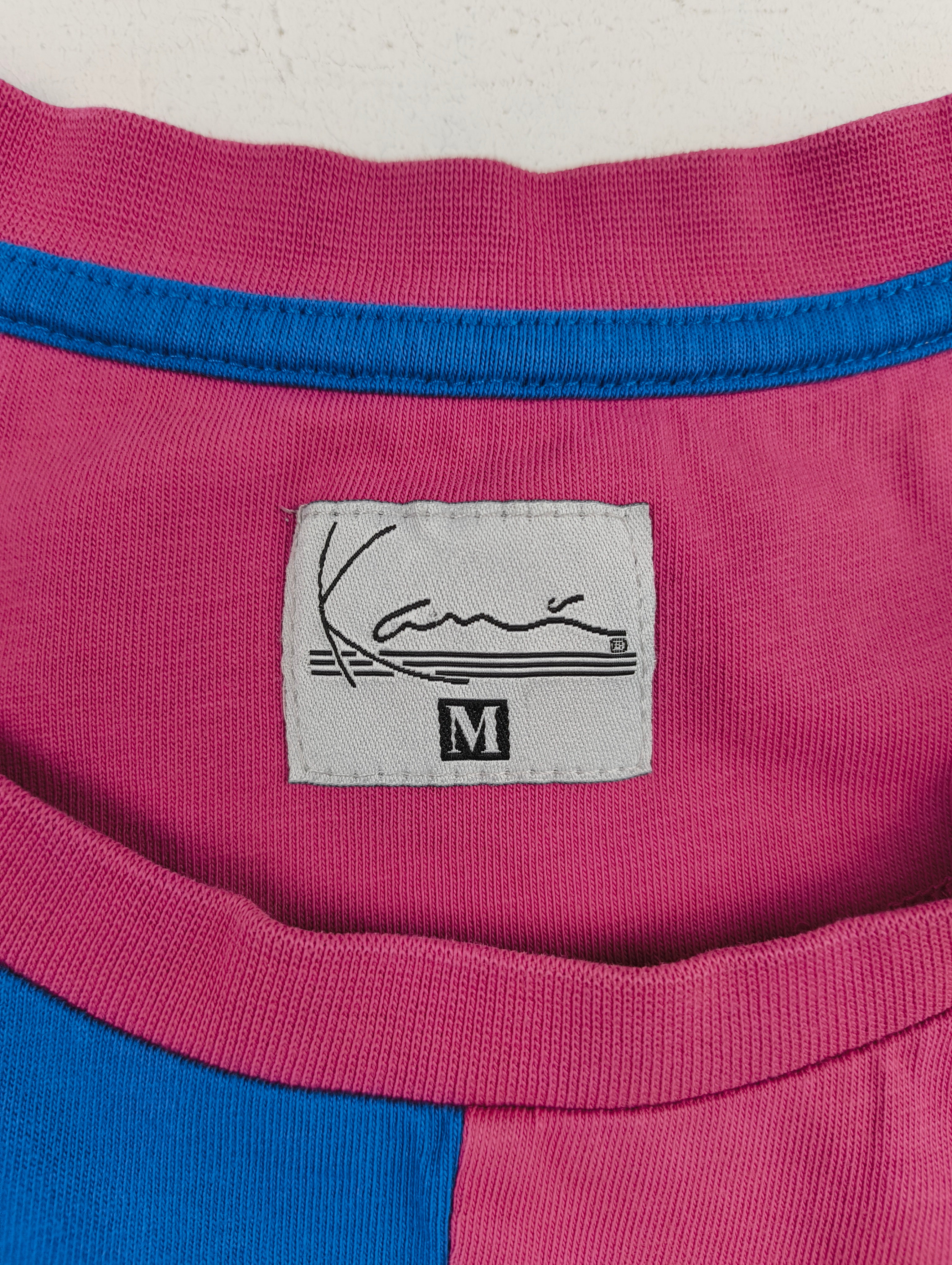 Karl Kani T-Shirt Color Block Blu Rosa Grigio Logo Signature Taglia M – Y2K Streetwear